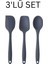 3'lü Yanmaz Yapışmaz Silikon Antrasit Kaşık Spatula Set 1