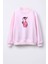 Kız Çocuk Pembe Panter Baskılı 3 Iplik Kumaş Pamuklu Sweatshirt 1