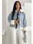 Kadın Peluş Detaylı Jean Ceket – Modern & Rahat 1