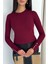 Kadın Bordo Uzun Kollu Bluz – Altın Düğme Detaylı Şık Tasarım 5