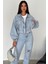 Kadın Açık Mavi Kısa Denim Ceket – Elastik Manşetli Crop Model 1