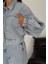 Kadın Açık Mavi Kısa Denim Ceket – Elastik Manşetli Crop Model 4