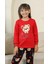 Küçük Sevimli Ayıcık Desenli Kız Çocuk Pijama Takımı - Kırmızı 1