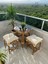 2 Kişilik Bambu Puflu Set Bahçe Balkon Teras Masa Takımı 1