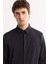 Erkek Siyah Klasik Yaka Hızlı Kuruyan Non-Iron Slim Fit Gömlek A52Y2122 4