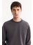 Erkek Antrasit Bisiklet Yaka Pamuklu Bi-Stretch Regular Fit Sweatshirt A52Y1271 2