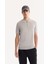 Erkek Gri Polo Yaka Fermuarlı Rayon Tüylenmeyen Triko Regular Fit T-Shirt A52Y5006 4