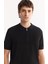 Erkek Siyah Polo Yaka Fermuarlı Rayon Tüylenmeyen Triko Regular Fit T-Shirt A52Y5006 4