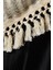 Şık Contrast Panellere Sahip Relaxed Yapılı Fringe Abaya ve Sheila Seti 5