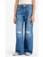 Kız Çocuk Wide Leg Yırtık Detaylı Geniş Paça Jean Pantolon E5882A825AU 4