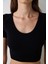Siyah Dikişsiz Slim Fit Kısa Kollu Crop Spor Üst 6