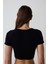 Siyah Dikişsiz Slim Fit Kısa Kollu Crop Spor Üst 7