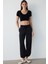 Siyah Dikişsiz Slim Fit Kısa Kollu Crop Spor Üst 9