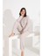 %100 Pamuk Uzun Kol Manşetli Cepli Kadın Pijama Takımı 98414 4
