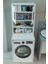 Çamaşır Makinesi Dolabı, Banyo Dolabı, 4 Raflı, Kapaklı, Beyaz Dolap 3