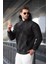 Siyah Desenli Kapüşonlu Erkek Sweatshirt E7167 2