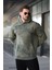 Haki Desenli Kapüşonlu Erkek Sweatshirt E7167 1