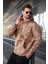 Kahverengi Desenli Kapüşonlu Erkek Sweatshirt E7167 1