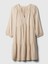 Kadın Bej Crinkle Gauze Mini Elbise 5