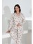 %100 Pamuk Uzun Kol Önden Düğmeli Kadın Pijama Takımı 98241 1