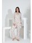 %100 Pamuk Uzun Kol Önden Düğmeli Kadın Pijama Takımı 98241 2