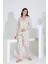 %100 Pamuk Uzun Kol Önden Düğmeli Kadın Pijama Takımı 98241 3