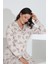 %100 Pamuk Uzun Kol Önden Düğmeli Kadın Pijama Takımı 98241 5