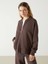 Lcw Vision Kahverengi Kolej Yaka Oversize Kadın Fermuarlı Sweatshirt 1