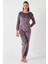 Standart Fit Bisiklet Yaka Pijama Takımı Bayan Pijama Takımı 6094202 3
