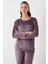 Standart Fit Bisiklet Yaka Pijama Takımı Bayan Pijama Takımı 6094202 5