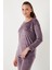Standart Fit Bisiklet Yaka Pijama Takımı Bayan Pijama Takımı 6094202 7
