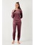 Standart Fit Bisiklet Yaka Pijama Takımı Bayan Pijama Takımı 6094201 2
