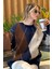 Oversize Fit Bisiklet Yaka Baklava Desenli Kazak Bayan Kazak 4615578 1