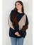 Oversize Fit Bisiklet Yaka Baklava Desenli Kazak Bayan Kazak 4615578 5