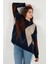 Oversize Fit Bisiklet Yaka Baklava Desenli Kazak Bayan Kazak 4615578 6