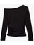 Slim Fit Omzu Açık Uzun Kollu Viskon Drapeli Tişört 2