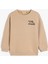 Baskı Detaylı Bisiklet Yaka Şardonlu Uzun Kollu Sweatshirt 1