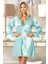2024 Kadın Dantel Detaylı Saten Ip Askılı Kısa Gecelik Sabahlık Takım-Mint 2