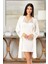6020 Kadın Viskon Kısa Kollu Gecelik Sabahlık Takım-Ekru 2
