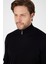 Siyah Pamuk Yarım Fermuarlı Dik Yaka Triko Kazak 6