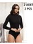 Kadın Balıkçı Yaka % 47 Modal % 47 Cotton % 6 Elastane Uzun Kollu Kancalı 2 Adet Body 1