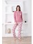 Ekoseli Kadın Pijama Takımı - 3 Düğmeli Uzun Kollu Likralı Penye Cepli Alt 1