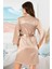 5911 Kadın Saten Bride Sabahlık-Vizon 1