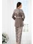 8901 Kadın Sabahlıklı Pijama Takımı-Füme 3