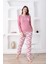 Ekoseli Kadın Pijama Takımı - 3 Düğmeli Uzun Kollu Likralı Penye Cepli Alt 2