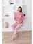 Ekoseli Kadın Pijama Takımı - 3 Düğmeli Uzun Kollu Likralı Penye Cepli Alt 4