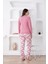Ekoseli Kadın Pijama Takımı - 3 Düğmeli Uzun Kollu Likralı Penye Cepli Alt 5