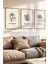 3 Parça Minimal Botanik Çiçekler Temalı Ahşap Çerçeve Görünümlü Mdf Tablo Seti 1