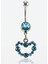 Turkuaz Taşlı Kalp Göbek Piercing K1 1