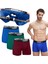 Erkek Özel Keseli Pamuklu Boxer,3'lü Paket - 3 Pack, Large, Bordo,yeşil,mavi 1